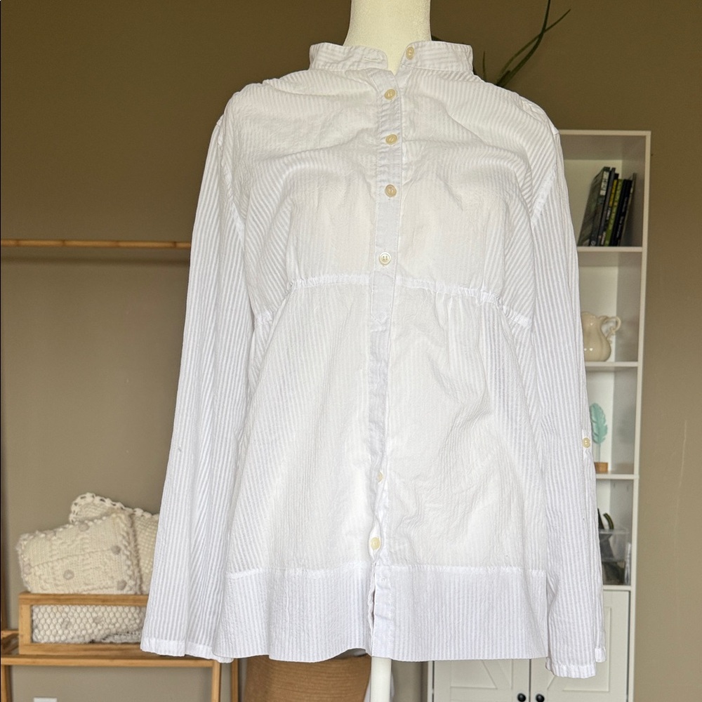 Charter Club White Stripes Blouse